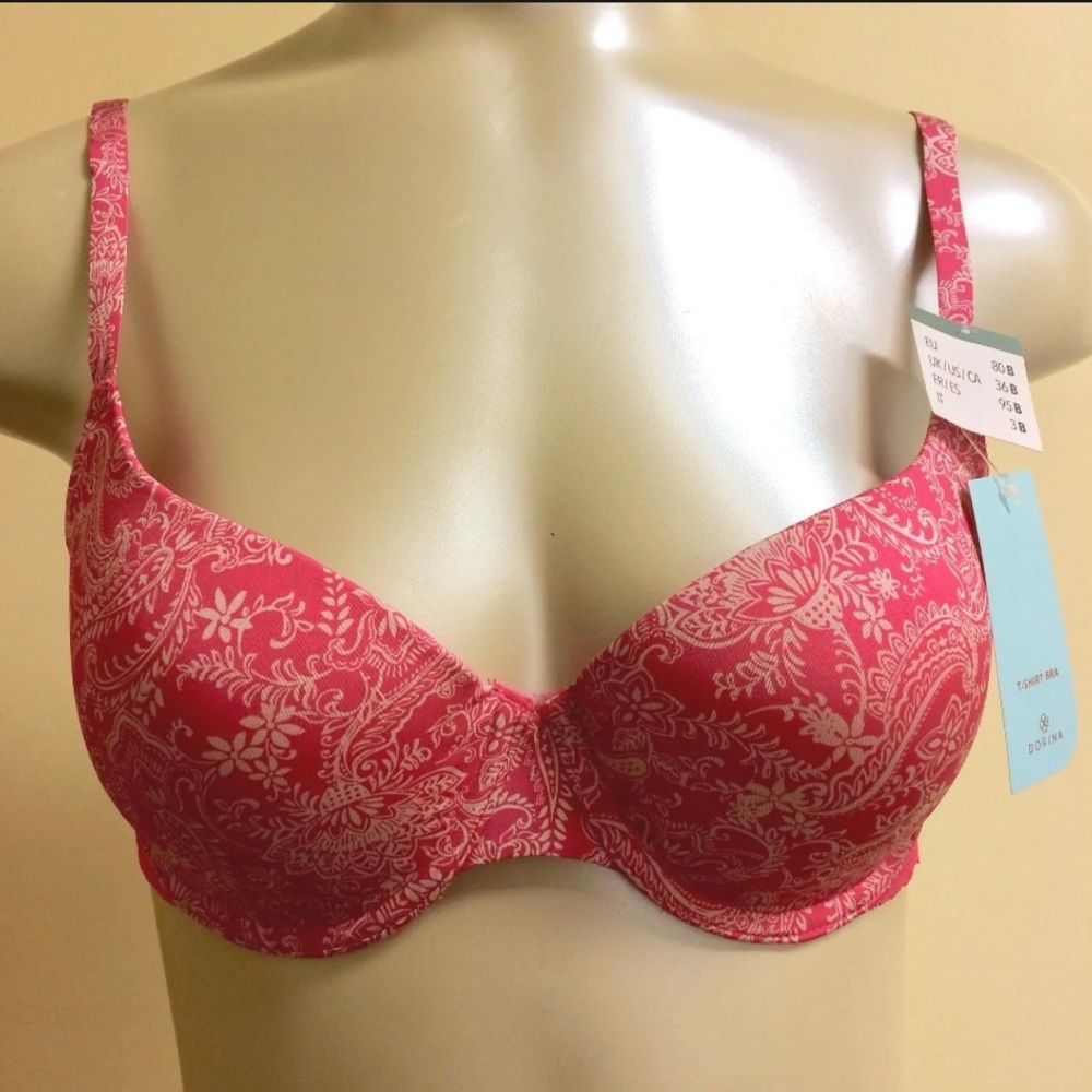 Dorina Hailey T-Shirt Underwire Bra Cherry Pink Paisley